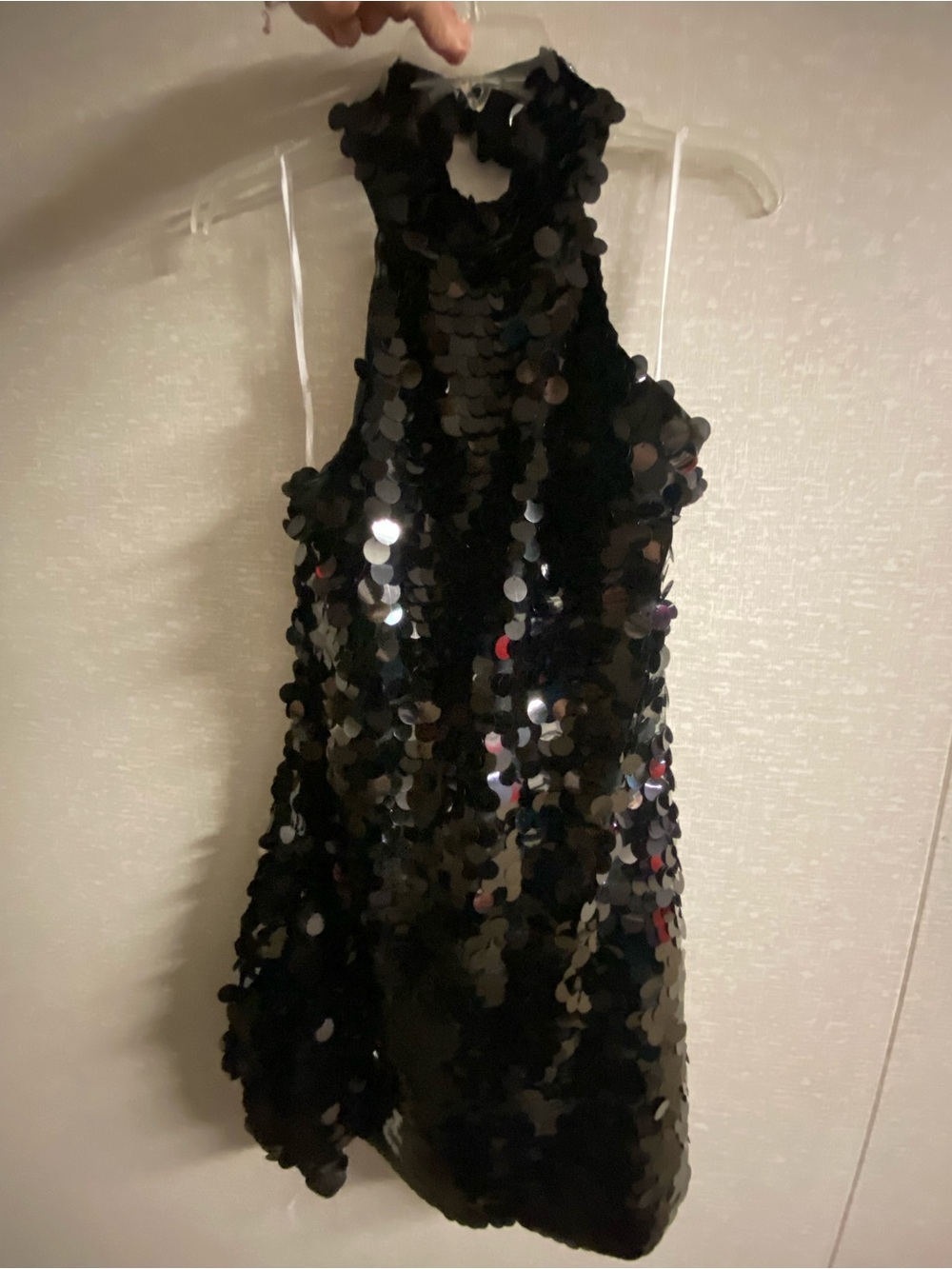 Lulu's Black Sequin Halter mini Dress